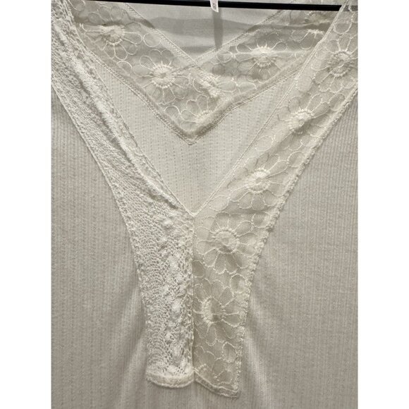 Free People Lola Long Sleeve Knit Lace Shirt Lace Womens Size XS Oversized Ivory - Picture 7 of 14